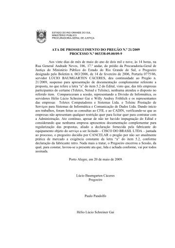 Ata de Prosseguimento - Ministério Público - RS