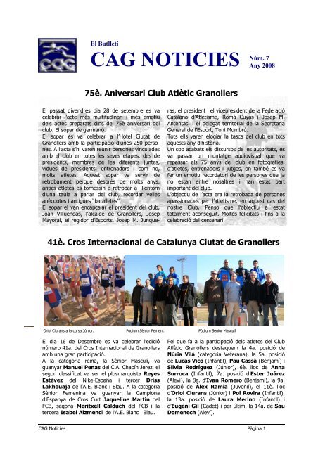 CAG NOTICIES Núm. 7 - Club Atlètic Granollers