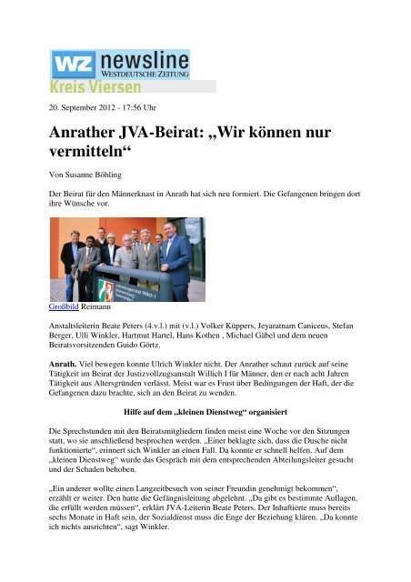 WZ 21.09.2012 Beirat - JVA Willich