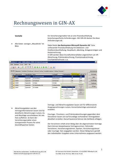 Rechnungswesen in GIN-AX - K2 Consult GmbH