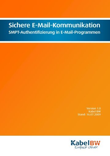 Kabel BW: SMPT-Authentifizierung in E-Mail-Programmen