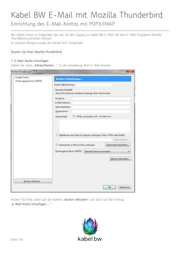 Kabel BW E-Mail mit Mozilla Thunderbird