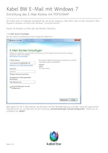 Windows Live Mail - Kabel BW