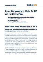 101213 Pressemitteilung Erweiterung Mein TV HD - Kabel BW