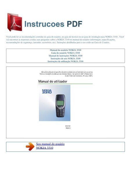 Manual do usuário NOKIA 3310 - INSTRUCOES PDF