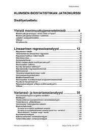 Kliinisen biostatistiikan jatkokurssi - Helsinki.fi