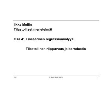 Tilastollinen riippuvuus ja korrelaatio