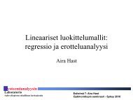 Lineaariset luokittelumallit: regressio, erotteluanalyysi