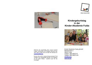 Flyer Kindergeburtstag 11.09 - Kinder-Akademie Fulda