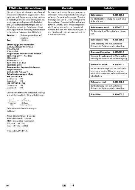 KM 100/100 RP KM 100/100 R LPG - Kärcher Services GmbH