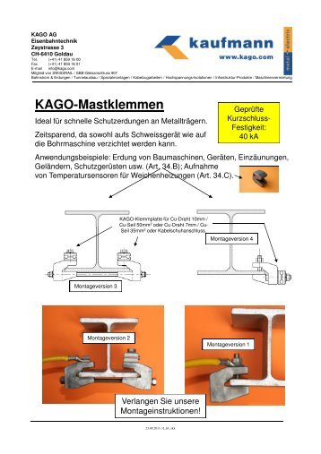 Montageinstruktionen für KAGO-Mastklemmen