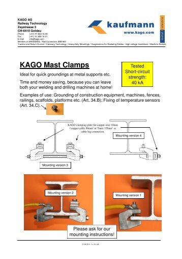 Mounting instructions for KAGO mast clamps