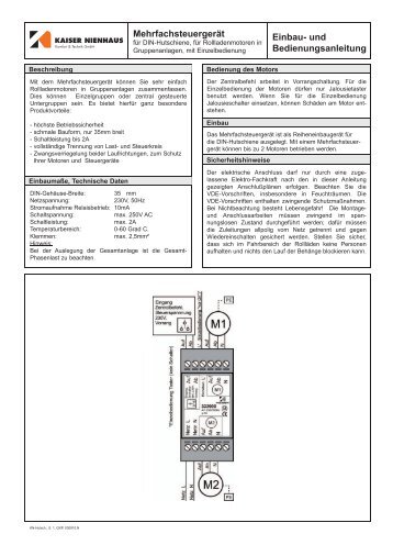 Mehrfachsteuergerät Einbau- und Bedienungsanleitung