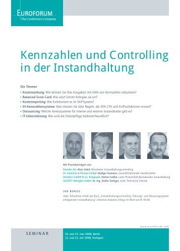 Kennzahlen und Controlling in der Instandhaltung - Dr. Kalaitzis ...