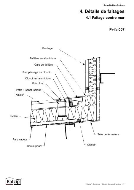 couverture froide - Kalzip