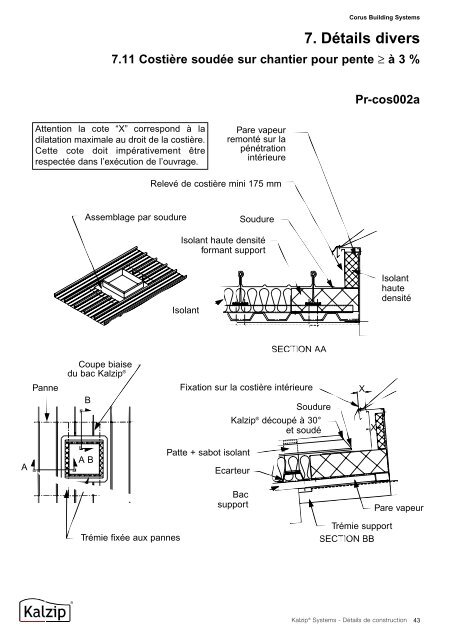 couverture froide - Kalzip