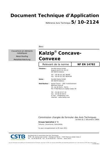 Document Technique d'Application Kalzip Concave- Convexe