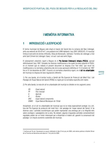 modificació puntual del pla general d'ordenació urbana de begues ...