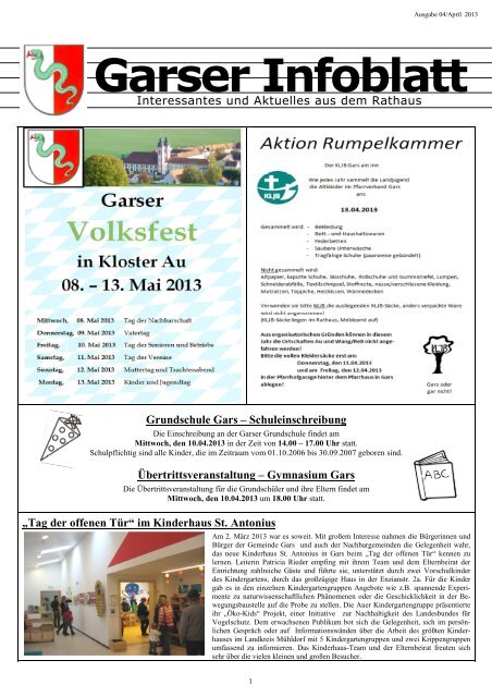 Garser Infoblatt 04-2013 - Gemeinde Gars am Inn