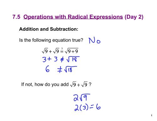 7.5 Operations with Radical Expressions (Day 2)
