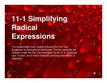Microsoft PowerPoint – Algebra 11-1 Simplifying Rational Expressions