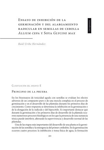 Ensayo de inhibición de la germinación y del alargamiento radicular ...