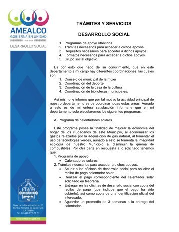 TRÁMITES Y SERVICIOS DESARROLLO SOCIAL - Gobierno ...