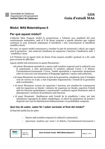 MA6 Ampliació de Matemàtiques - IOC