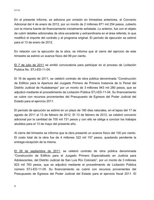 INFORME TRIMESTRAL - Gobierno del Estado de Sonora