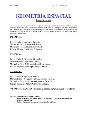 Ejercicios áreas y volumenes de cuerpos geométricos