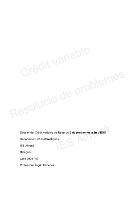 Resolució de problemes a 2n d'ESO - Diploma de matemàtiques per ...