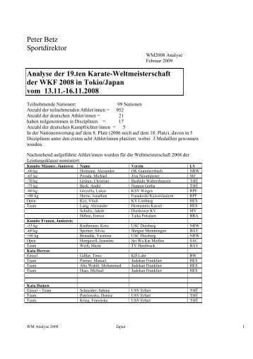 WM Senioren Tokio 2008 - Deutscher Karate Verband eV