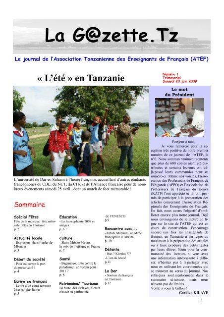 La G@zette.Tz - Ambassade de France en Tanzanie