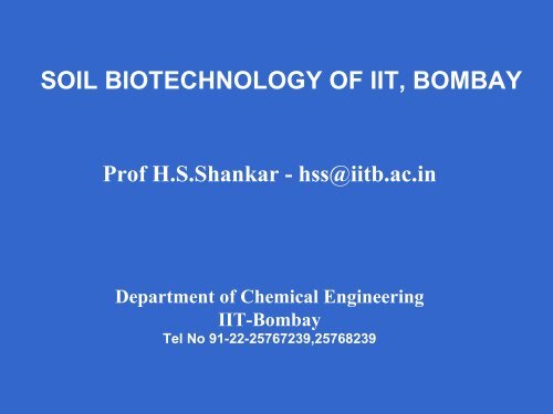 Prof HS Shankar - Chemical Engineering, IIT Bombay