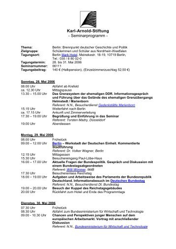 Karl-Arnold-Stiftung - Seminarprogramm - - Karl-Arnold-Stiftung e.V.