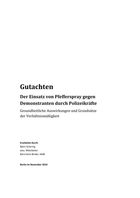 Der Einsatz von Pfefferspray gegen Demonstranten ... - Karin Binder