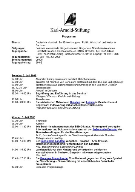 Programm - Karl-Arnold-Stiftung e.V.