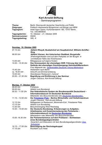 Karl-Arnold-Stiftung - Seminarprogramm - - Karl-Arnold-Stiftung e.V.