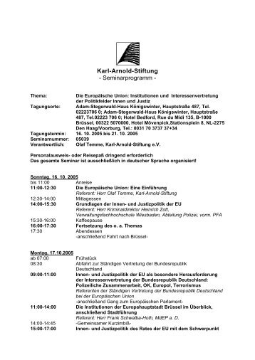 Karl-Arnold-Stiftung - Seminarprogramm - - Karl-Arnold-Stiftung e.V.