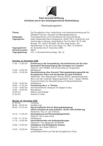 Karl-Arnold-Stiftung - Seminarprogramm - - Karl-Arnold-Stiftung e.V.