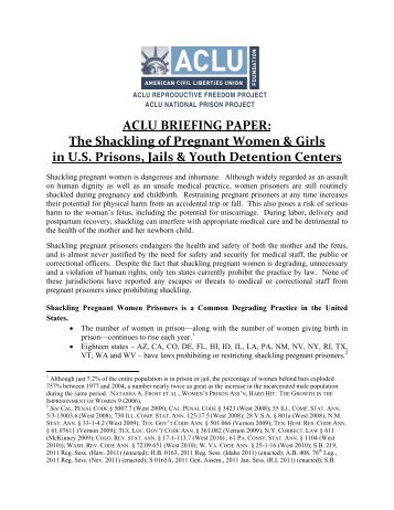 ACLU BRIEFING PAPER: The Shackling of Pregnant Women & Girls ...