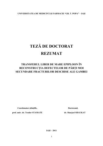 TEZĂ DE DOCTORAT REZUMAT - Gr.T. Popa