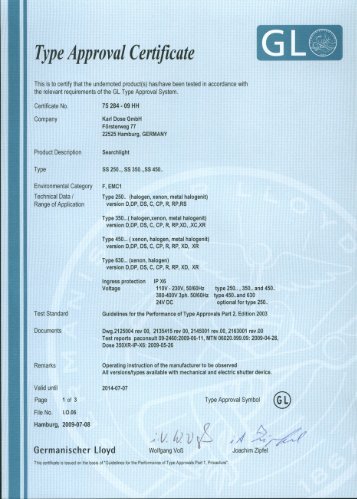 Type Approval Certificate - Karl Dose GmbH