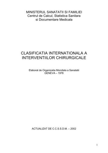 Clasificatia internationala a interventiilor chirurgicale - DRG