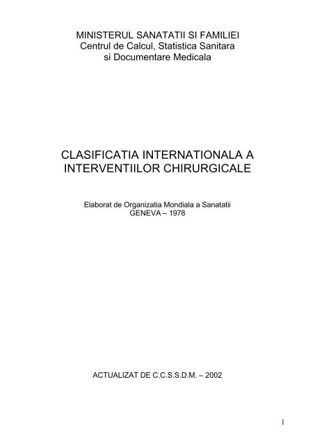 Clasificatia Internationala A Interventiilor Chirurgicale Drg