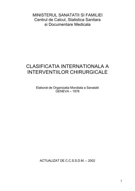 Clasificatia internationala a interventiilor chirurgicale - DRG