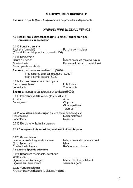 Clasificatia internationala a interventiilor chirurgicale - DRG