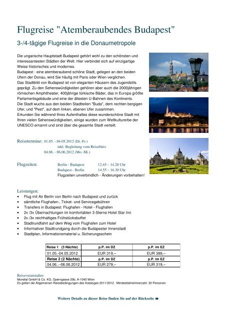Budapest Flyer Karstadt Reisen