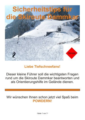 und Orientierungstipps Skiroute Dammkar - Karwendelbahn