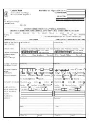 Application Form for Agriculture Credit – Rs. 2 l - Canara Bank